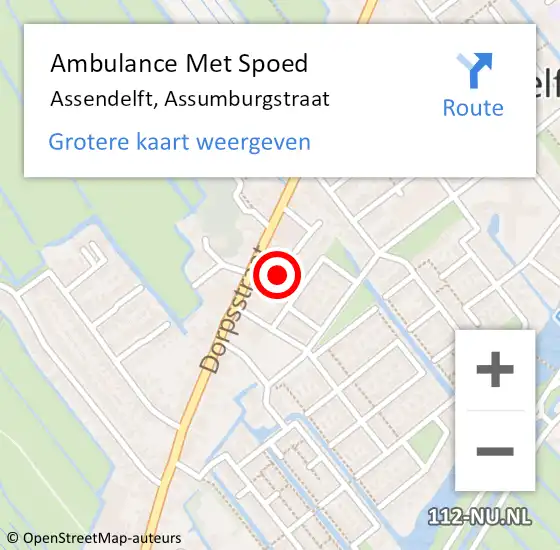 Locatie op kaart van de 112 melding: Ambulance Met Spoed Naar Assendelft, Assumburgstraat op 31 mei 2022 08:40