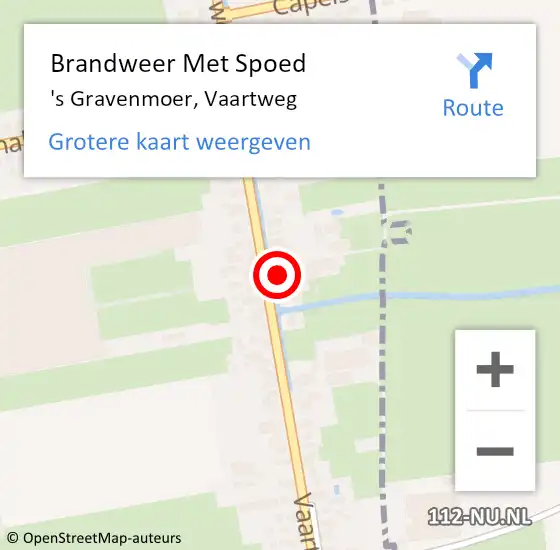 Locatie op kaart van de 112 melding: Brandweer Met Spoed Naar 's Gravenmoer, Vaartweg op 31 mei 2022 08:42