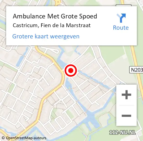 Locatie op kaart van de 112 melding: Ambulance Met Grote Spoed Naar Castricum, Fien de la Marstraat op 31 mei 2022 08:55