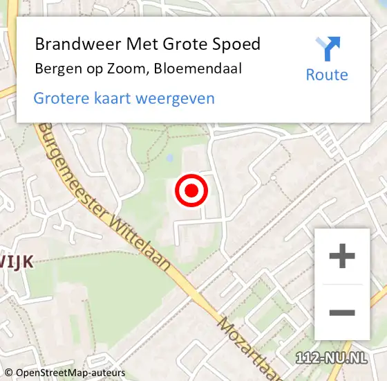 Locatie op kaart van de 112 melding: Brandweer Met Grote Spoed Naar Bergen op Zoom, Bloemendaal op 31 mei 2022 09:03