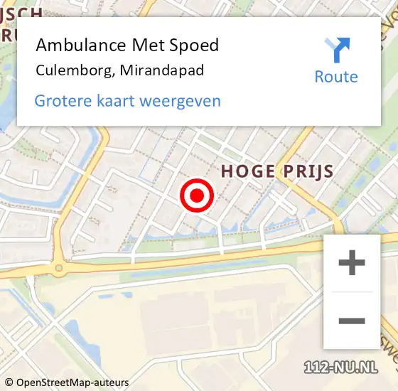 Locatie op kaart van de 112 melding: Ambulance Met Spoed Naar Culemborg, Mirandapad op 31 mei 2022 09:05