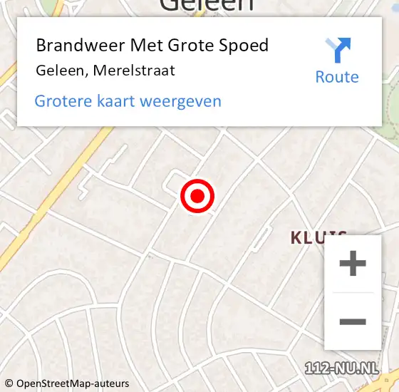 Locatie op kaart van de 112 melding: Brandweer Met Grote Spoed Naar Geleen, Merelstraat op 31 mei 2022 09:05