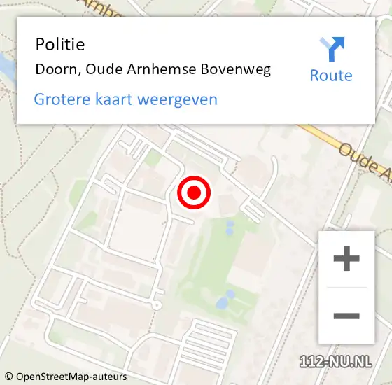 Locatie op kaart van de 112 melding: Politie Doorn, Oude Arnhemse Bovenweg op 31 mei 2022 09:20