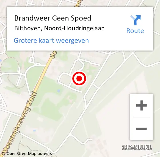 Locatie op kaart van de 112 melding: Brandweer Geen Spoed Naar Bilthoven, Noord-Houdringelaan op 31 mei 2022 09:25