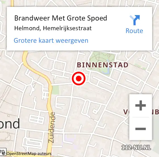 Locatie op kaart van de 112 melding: Brandweer Met Grote Spoed Naar Helmond, Hemelrijksestraat op 31 mei 2022 09:27
