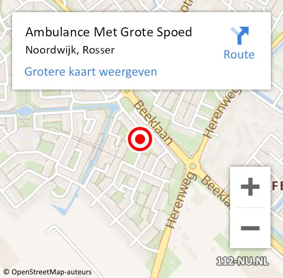 Locatie op kaart van de 112 melding: Ambulance Met Grote Spoed Naar Noordwijk, Rosser op 31 mei 2022 09:32