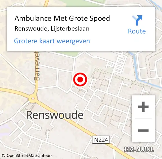 Locatie op kaart van de 112 melding: Ambulance Met Grote Spoed Naar Renswoude, Lijsterbeslaan op 18 juli 2014 19:46