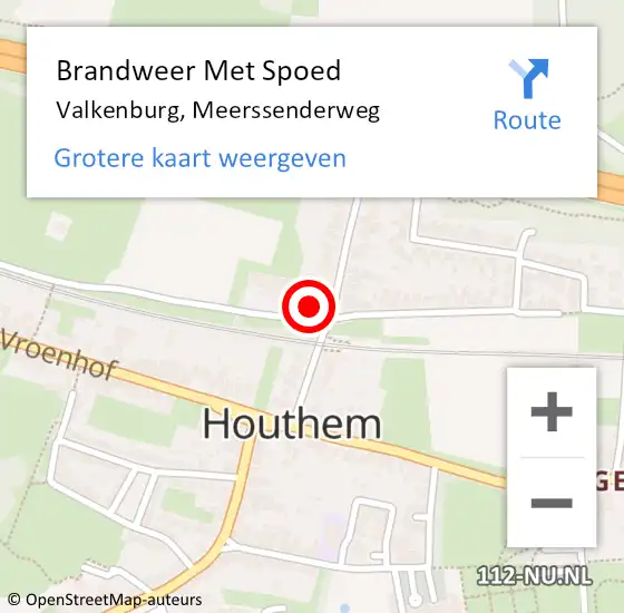 Locatie op kaart van de 112 melding: Brandweer Met Spoed Naar Valkenburg, Meerssenderweg op 31 mei 2022 10:00