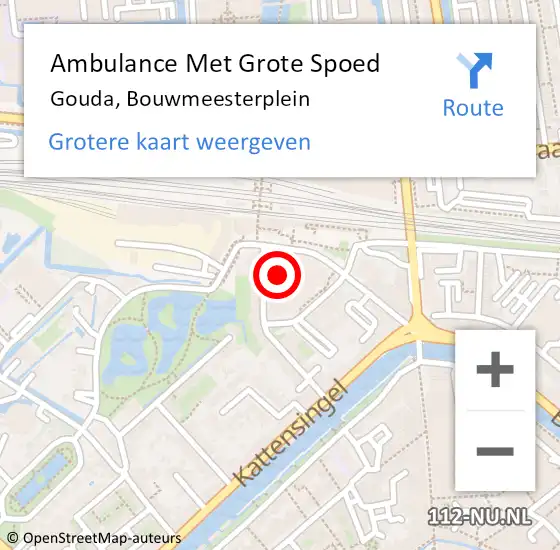 Locatie op kaart van de 112 melding: Ambulance Met Grote Spoed Naar Gouda, Bouwmeesterplein op 31 mei 2022 10:04