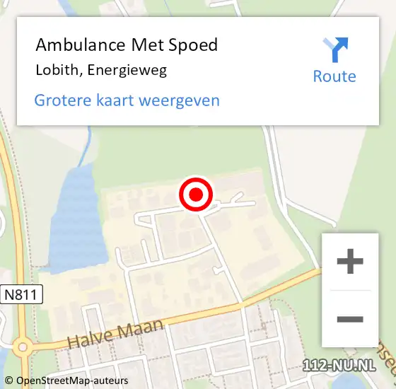 Locatie op kaart van de 112 melding: Ambulance Met Spoed Naar Lobith, Energieweg op 31 mei 2022 10:15