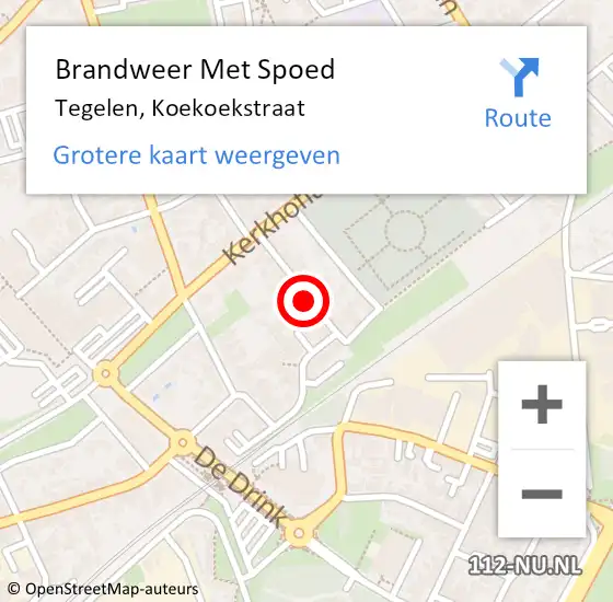 Locatie op kaart van de 112 melding: Brandweer Met Spoed Naar Tegelen, Koekoekstraat op 31 mei 2022 10:25