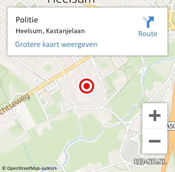 Locatie op kaart van de 112 melding: Politie Heelsum, Kastanjelaan op 31 mei 2022 10:29