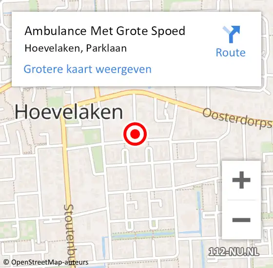 Locatie op kaart van de 112 melding: Ambulance Met Grote Spoed Naar Hoevelaken, Parklaan op 31 mei 2022 10:34