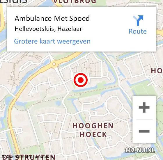 Locatie op kaart van de 112 melding: Ambulance Met Spoed Naar Hellevoetsluis, Hazelaar op 31 mei 2022 10:39