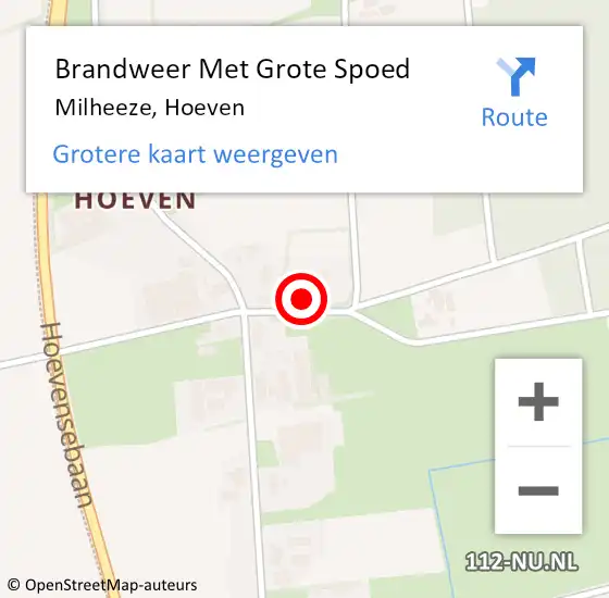 Locatie op kaart van de 112 melding: Brandweer Met Grote Spoed Naar Milheeze, Hoeven op 31 mei 2022 10:40