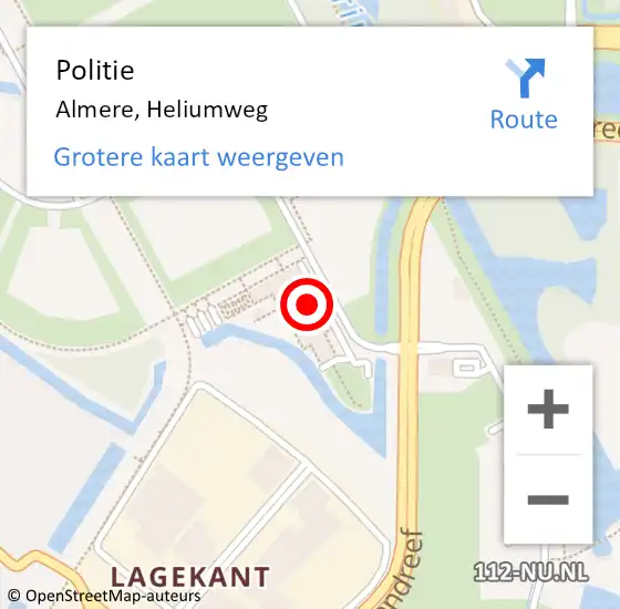 Locatie op kaart van de 112 melding: Politie Almere, Heliumweg op 31 mei 2022 10:47