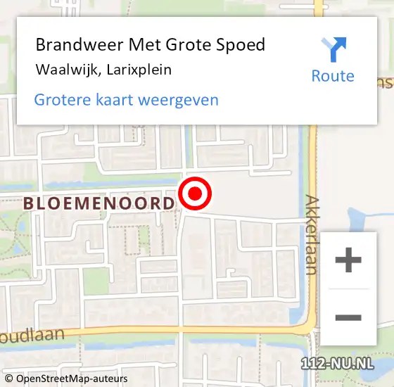 Locatie op kaart van de 112 melding: Brandweer Met Grote Spoed Naar Waalwijk, Larixplein op 31 mei 2022 10:52