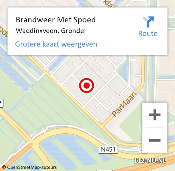 Locatie op kaart van de 112 melding: Brandweer Met Spoed Naar Waddinxveen, Grondel op 31 mei 2022 11:13