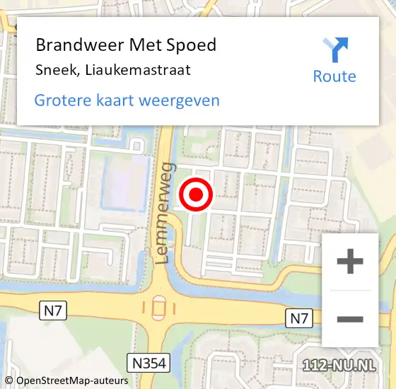 Locatie op kaart van de 112 melding: Brandweer Met Spoed Naar Sneek, Liaukemastraat op 31 mei 2022 11:31