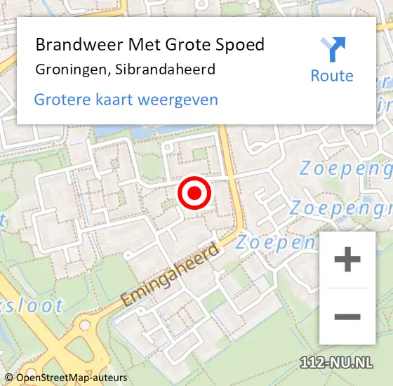 Locatie op kaart van de 112 melding: Brandweer Met Grote Spoed Naar Groningen, Sibrandaheerd op 31 mei 2022 11:32