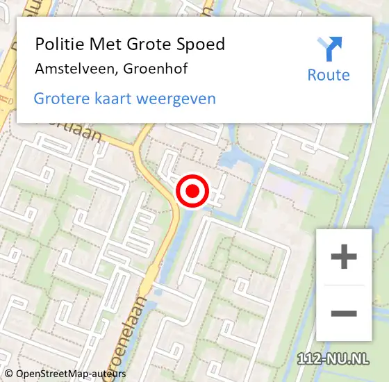 Locatie op kaart van de 112 melding: Politie Met Grote Spoed Naar Amstelveen, Groenhof op 31 mei 2022 11:32