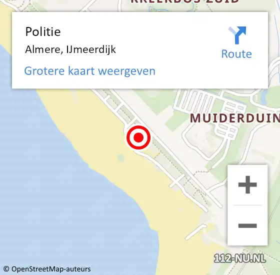 Locatie op kaart van de 112 melding: Politie Almere, IJmeerdijk op 31 mei 2022 11:38