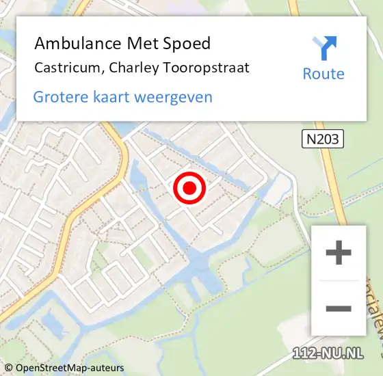 Locatie op kaart van de 112 melding: Ambulance Met Spoed Naar Castricum, Charley Tooropstraat op 31 mei 2022 11:45