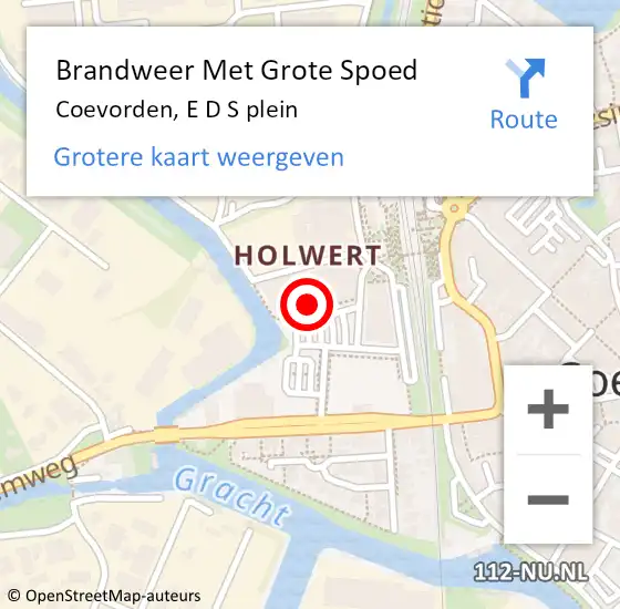 Locatie op kaart van de 112 melding: Brandweer Met Grote Spoed Naar Coevorden, E D S plein op 31 mei 2022 11:56