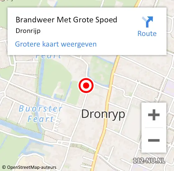 Locatie op kaart van de 112 melding: Brandweer Met Grote Spoed Naar Dronrijp op 31 mei 2022 12:10