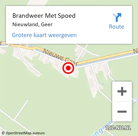 Locatie op kaart van de 112 melding: Brandweer Met Spoed Naar Nieuwland, Geer op 31 mei 2022 12:11