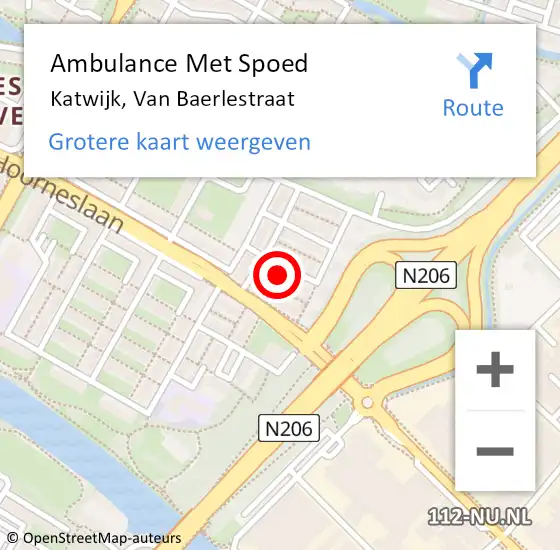 Locatie op kaart van de 112 melding: Ambulance Met Spoed Naar Katwijk, Van Baerlestraat op 31 mei 2022 12:20