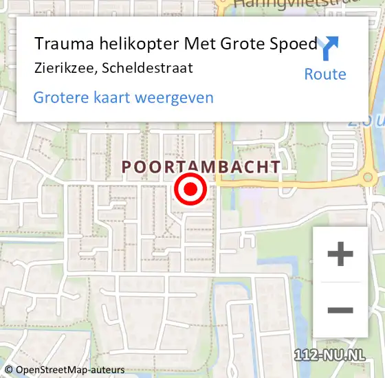 Locatie op kaart van de 112 melding: Trauma helikopter Met Grote Spoed Naar Zierikzee, Scheldestraat op 31 mei 2022 12:25