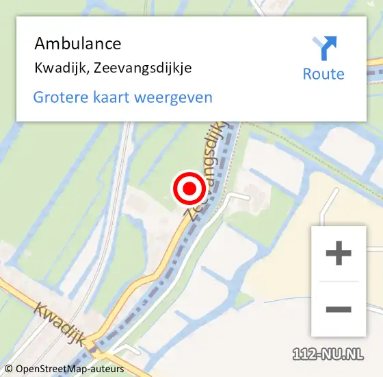 Locatie op kaart van de 112 melding: Ambulance Kwadijk, Zeevangsdijkje op 31 mei 2022 12:32