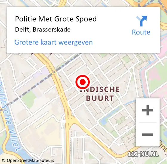 Locatie op kaart van de 112 melding: Politie Met Grote Spoed Naar Delft, Brasserskade op 31 mei 2022 12:48