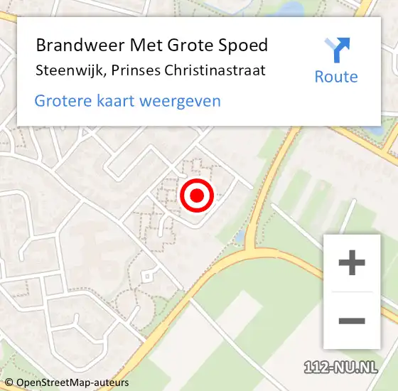 Locatie op kaart van de 112 melding: Brandweer Met Grote Spoed Naar Steenwijk, Prinses Christinastraat op 31 mei 2022 12:52