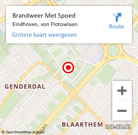 Locatie op kaart van de 112 melding: Brandweer Met Spoed Naar Eindhoven, von Flotowlaan op 31 mei 2022 13:03