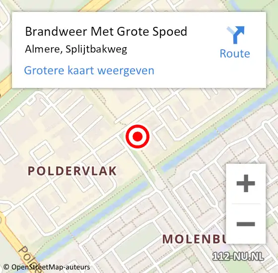 Locatie op kaart van de 112 melding: Brandweer Met Grote Spoed Naar Almere, Splijtbakweg op 31 mei 2022 13:08