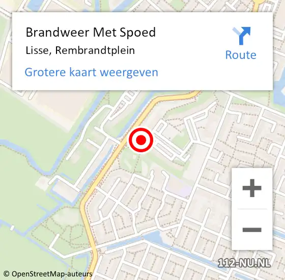 Locatie op kaart van de 112 melding: Brandweer Met Spoed Naar Lisse, Rembrandtplein op 31 mei 2022 13:11