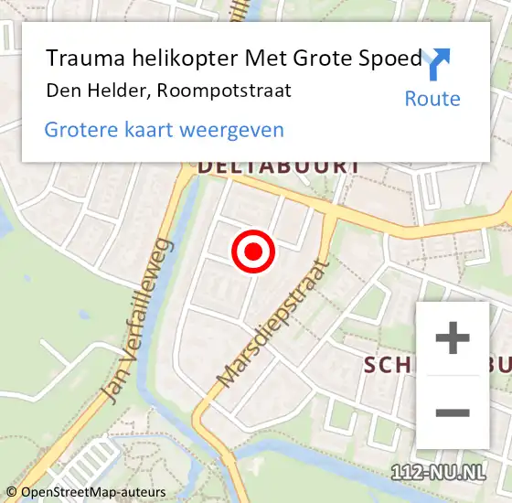 Locatie op kaart van de 112 melding: Trauma helikopter Met Grote Spoed Naar Den Helder, Roompotstraat op 31 mei 2022 13:48