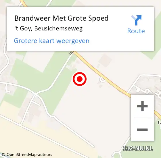 Locatie op kaart van de 112 melding: Brandweer Met Grote Spoed Naar 't Goy, Beusichemseweg op 31 mei 2022 13:48