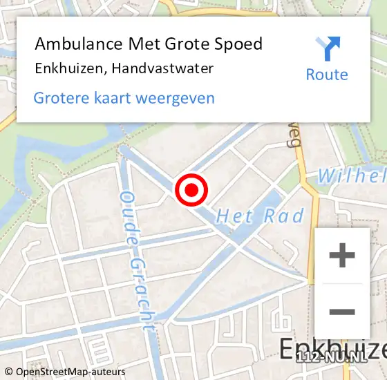 Locatie op kaart van de 112 melding: Ambulance Met Grote Spoed Naar Enkhuizen, Handvastwater op 31 mei 2022 13:59