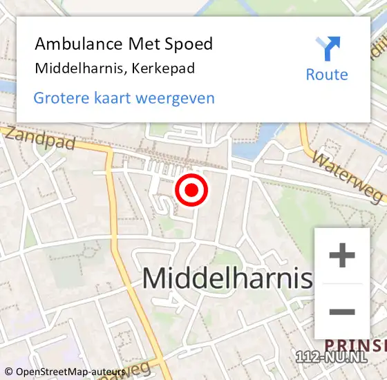 Locatie op kaart van de 112 melding: Ambulance Met Spoed Naar Middelharnis, Kerkepad op 31 mei 2022 14:01