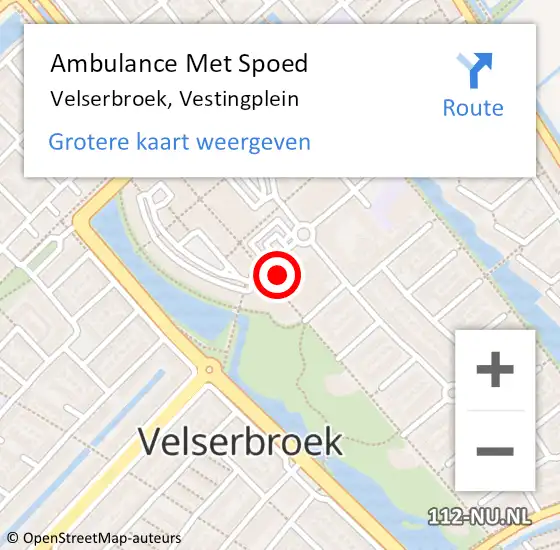Locatie op kaart van de 112 melding: Ambulance Met Spoed Naar Velserbroek, Vestingplein op 31 mei 2022 14:09