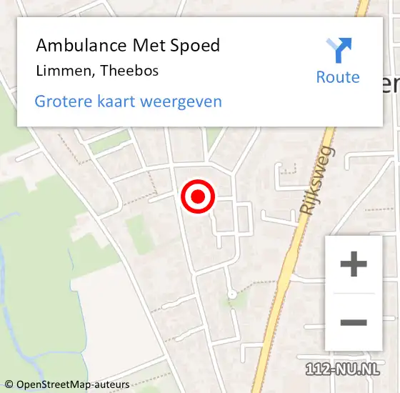 Locatie op kaart van de 112 melding: Ambulance Met Spoed Naar Limmen, Theebos op 31 mei 2022 14:20