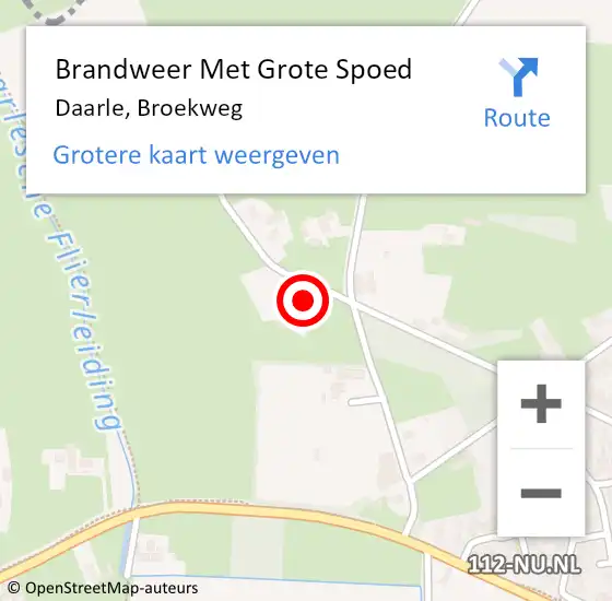 Locatie op kaart van de 112 melding: Brandweer Met Grote Spoed Naar Daarle, Broekweg op 31 mei 2022 14:28