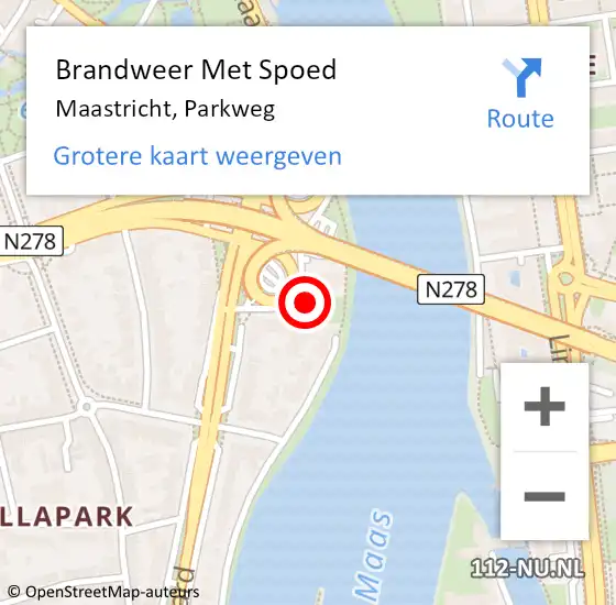 Locatie op kaart van de 112 melding: Brandweer Met Spoed Naar Maastricht, Parkweg op 31 mei 2022 14:42
