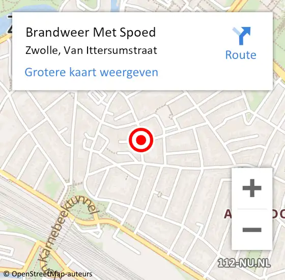 Locatie op kaart van de 112 melding: Brandweer Met Spoed Naar Zwolle, Van Ittersumstraat op 31 mei 2022 15:04