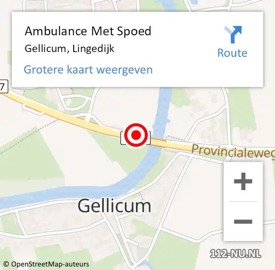 Locatie op kaart van de 112 melding: Ambulance Met Spoed Naar Gellicum, Lingedijk op 31 mei 2022 15:10