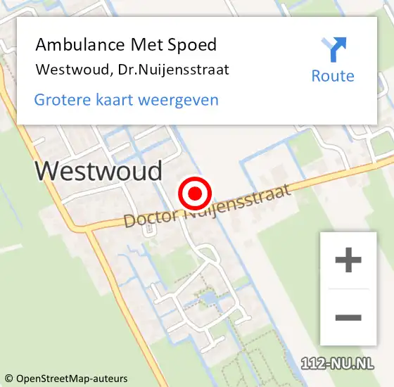 Locatie op kaart van de 112 melding: Ambulance Met Spoed Naar Westwoud, Dr.Nuijensstraat op 31 mei 2022 15:16