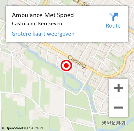 Locatie op kaart van de 112 melding: Ambulance Met Spoed Naar Castricum, Kerckeven op 18 juli 2014 20:19